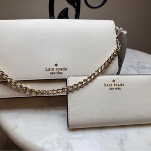 kate spade Cream Clutch and Wallet with Gold Chain